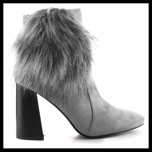 ANKLE BOOTIES GREY SUEDE HIGH HEEL ANKLE BOOTS A3C - Picture 4 of 8